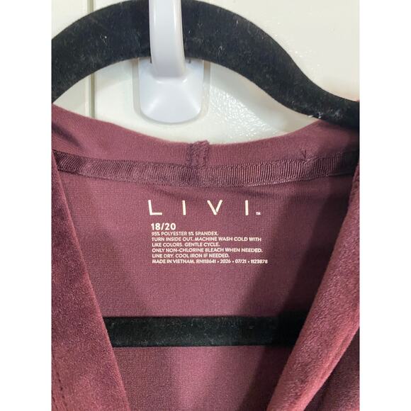 Livi Active by Lane Bryant Velour Track Suit Zip Up Jacket Hoodie Burgundy Sz 18 - Picture 3 of 8